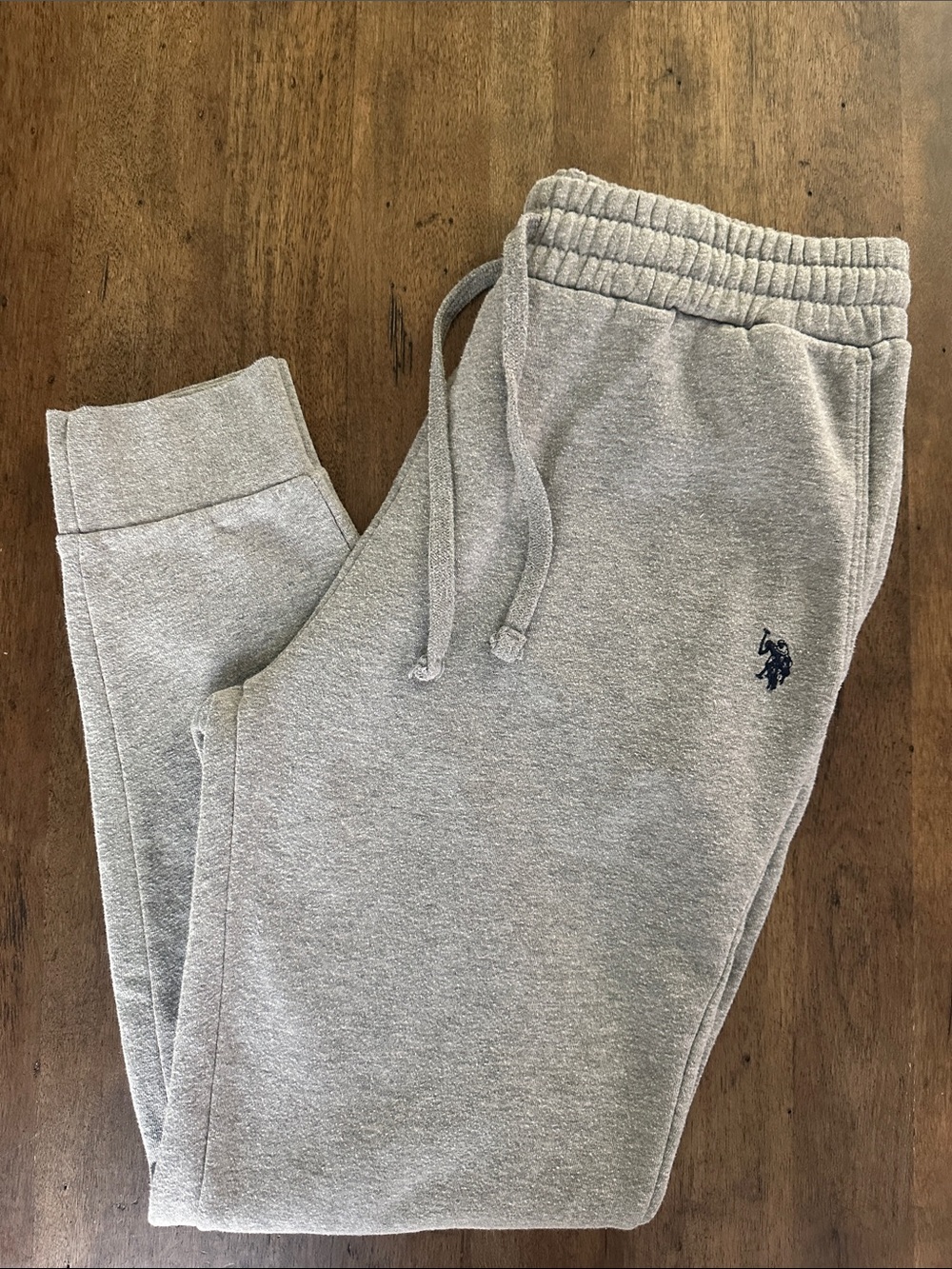 U.S. Polo Assn. Men’s Light Gray Jogger Sweatpants with Navy Embroidered Logo